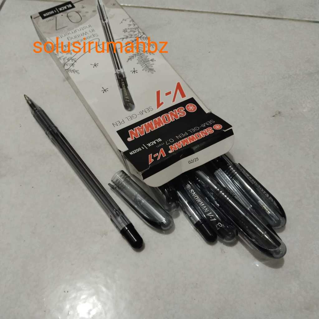 

perbiji BULPEN SNOWMAN V-1 asli original HITAM v1 ballpoint ball point pulpen semi gel pen black