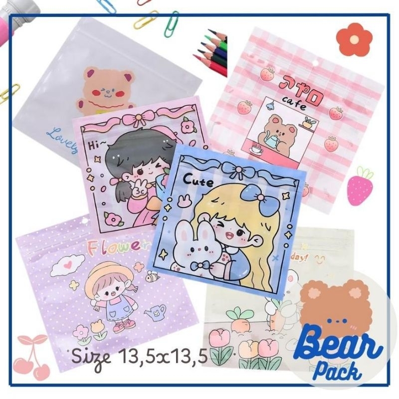 

Bear Pack - [ISI 10PCS] Plastik Ziplock Motif Cute Uk. 13,5 x 13,5