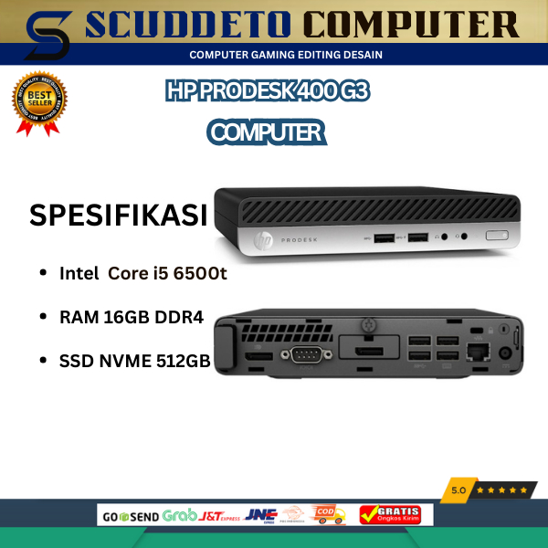 MINI PC HP PRODESK 400 G3 CORE I5 6500 RAM 16GB NVME 512GB