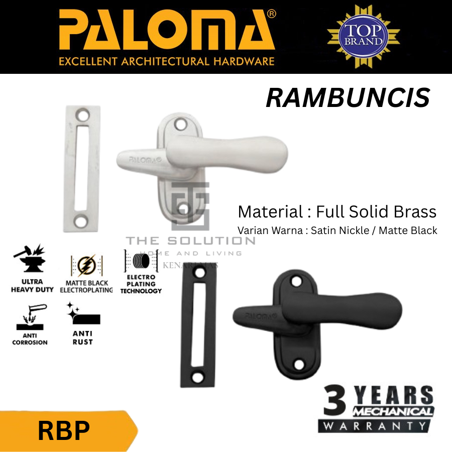 Slot Kunci Pengaman Pintu Jendela Full Solid Brass Rambuncis PALOMA 60 Series Garansi Mekanik 3 Tahu