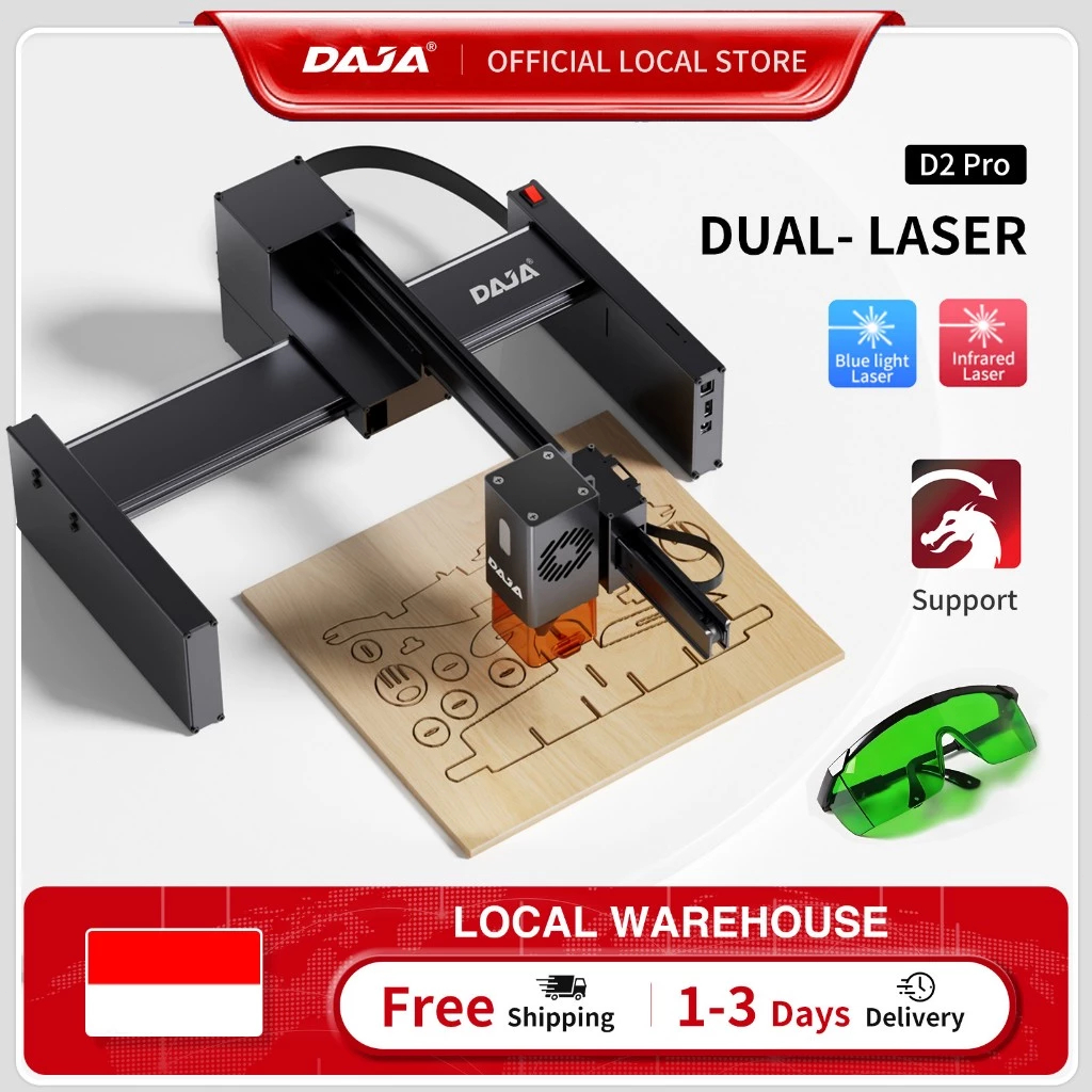 DAJA D2pro Mesin ukiran laser printer akrilik portabel mesin ukiran otomatis cocok untuk pengerjaan 