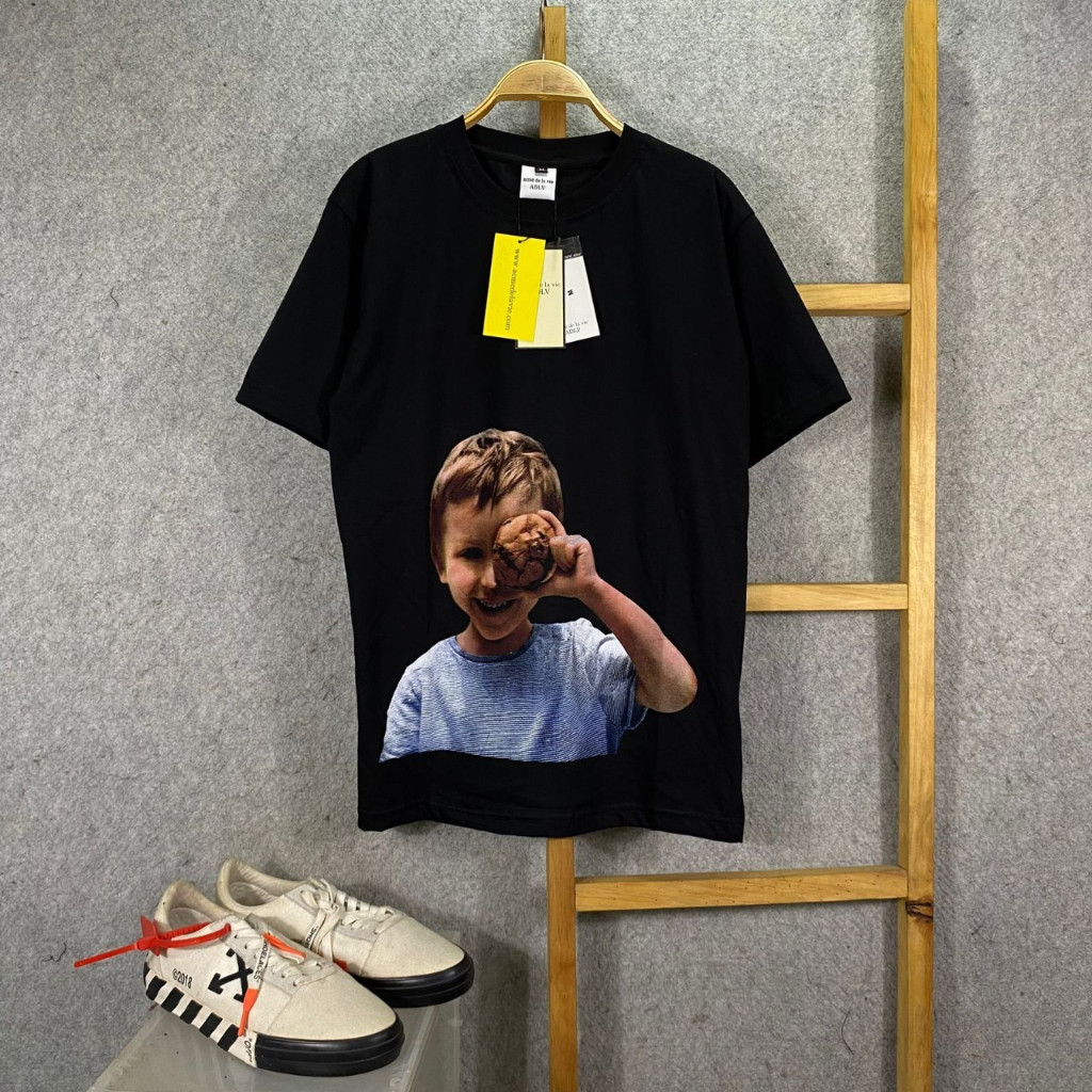 TSHIRT A_D_LV BABY FACE FREE TOTEBAG / BLACK & WHITE TEE / KAOS MIRROR 1:1