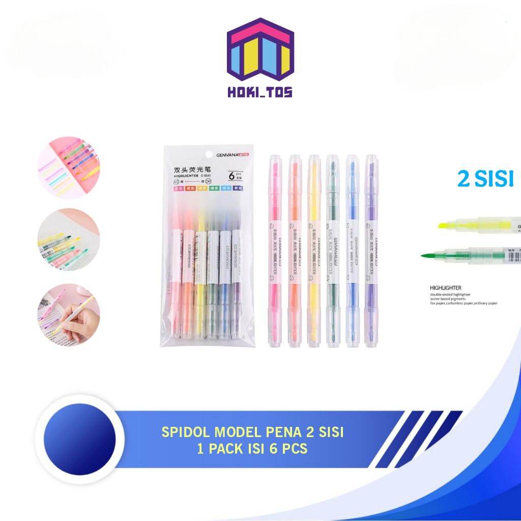 

Stabilo Pen 2 Sisi Lebar Dan Kecil Warna Warni 1 Pack Isi 6 Pcs Terang Colorful Highlighter Double Side