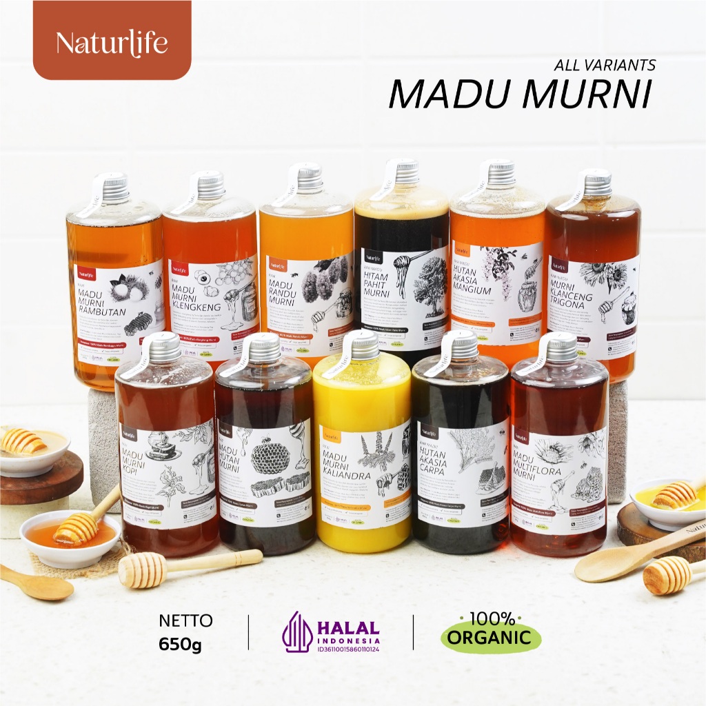 MADU MURNI RAW ASLI 650GRAM NATURLIFE ORIGINAL ALAMI TANPA CAMPURAN APAPUN RAW HONEY MINUMAN HERBAL 