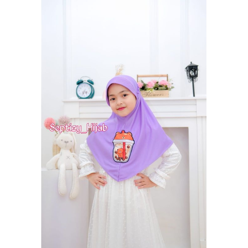 Kerudung Hijab Anak Tk-SD Murah Lucu Motif Boba cocok untuk sekolah, ngaji, dan bermain