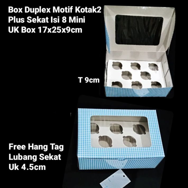 

Box Duplex Motif Kotak Kotak Plus Sekat Isi 8 Laminasi Luar Dalam Biru 17x25x9cm