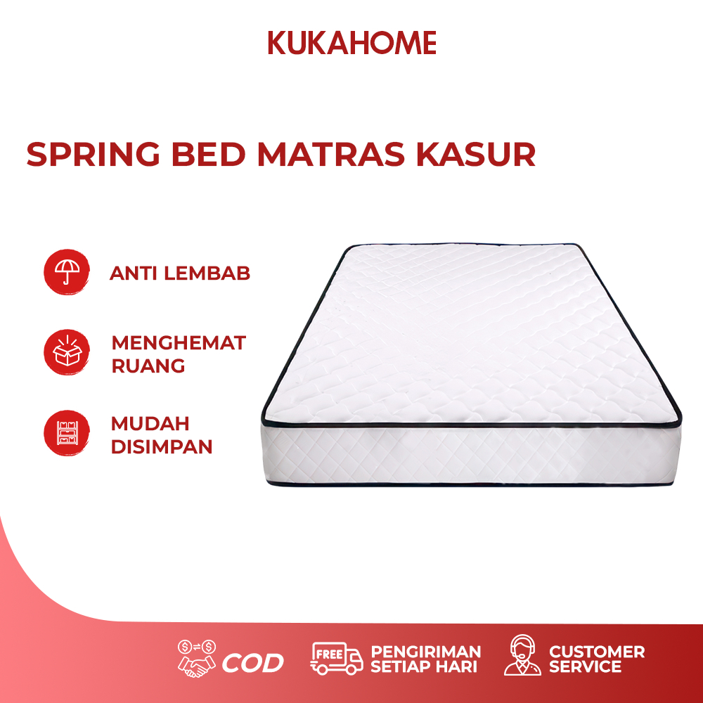 KUKA HOME - Spring Bed Kasur Tidur Single Matras Kasur Tebal Kasur Busa Empuk Kasur Spring Bed Premi