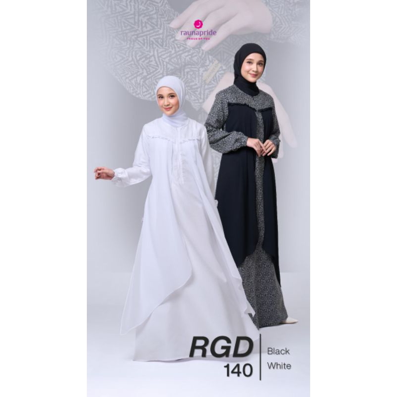 GAMIS WANITA RGD 140 BY RAUNA PRIDE / NEW COLLECTION HITAM DAN PUTIH / GAMIS HAJI DAN UMROH / GAMIS 