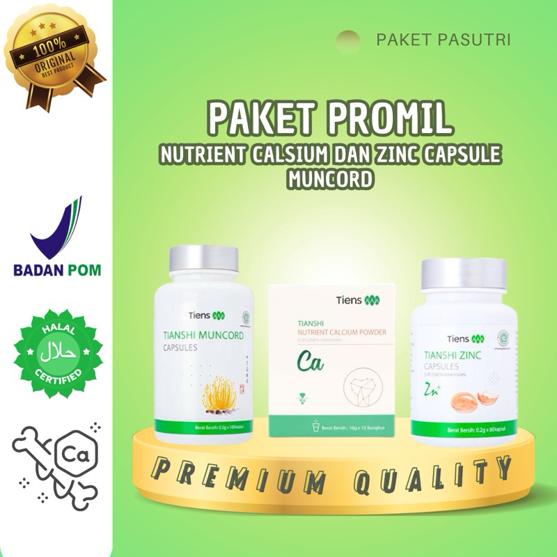Paket Promil - Tiens Zinc Capsules - Tiens Nutrient Calsium - Tiens Muncord - Multivitamin Untuk Pro