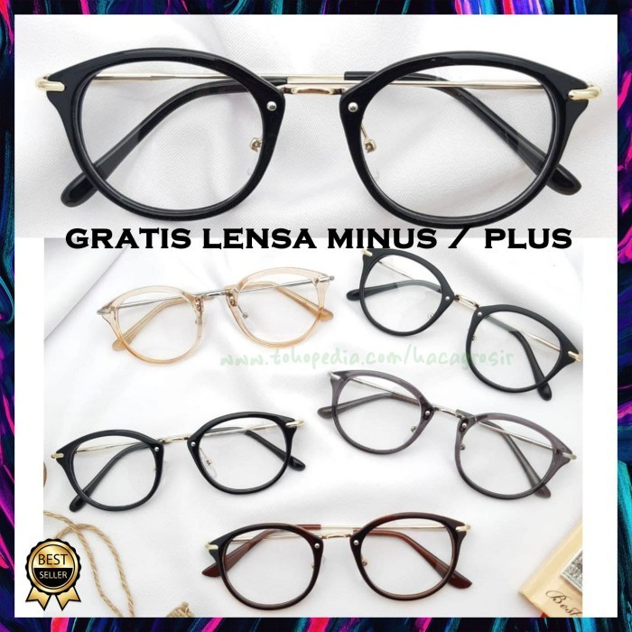 Kacamata Pria Wanita Frame Oval Lebar 8937 Bisa Lensa Minus/Plus