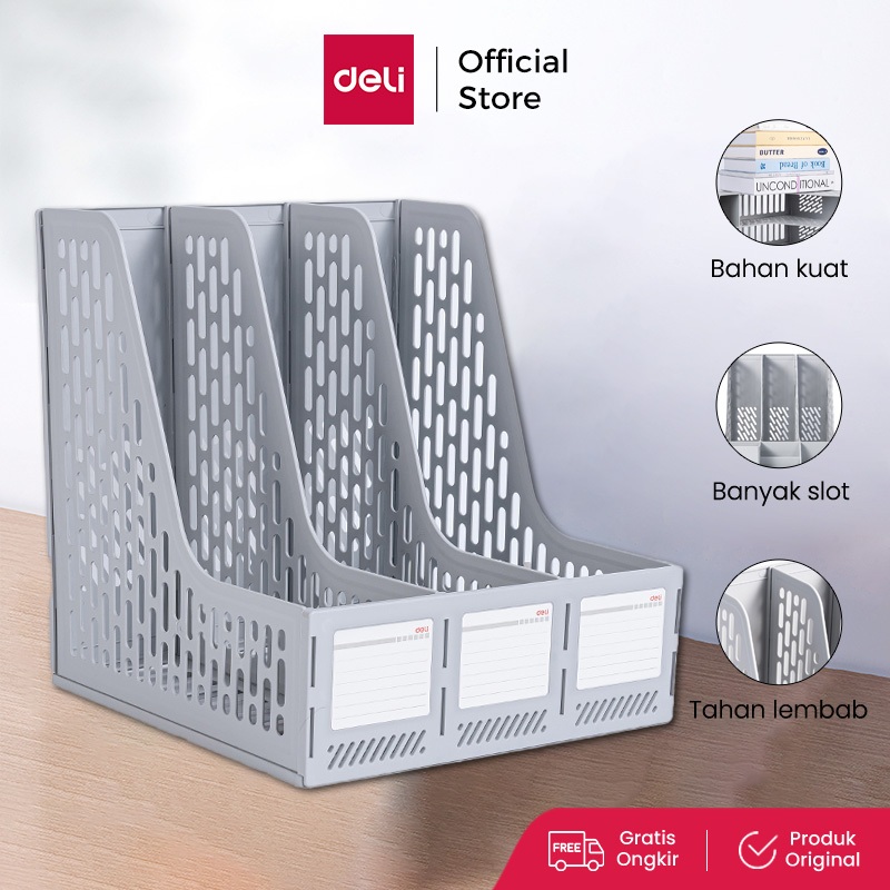 Deli Rak Majalah / Magazine Holder File Tray 3 Sekat Tempat Dokumen 9843ES