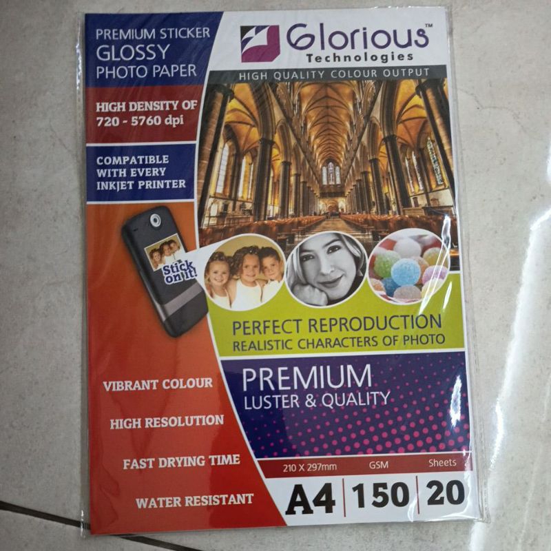 

GLORIOUS STICKER GLOSSY A4 150GSM 20SHEET