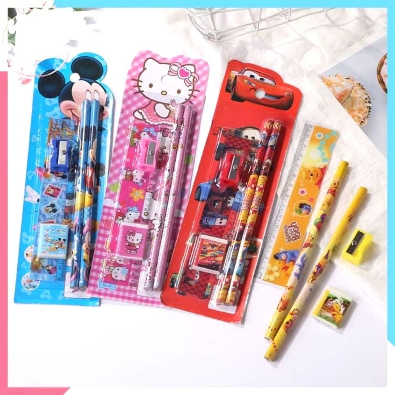 

alat tulis set 5 in 1 / perlengkapan tulis anak / alat tulis set isi 5/ pensil set 5in1