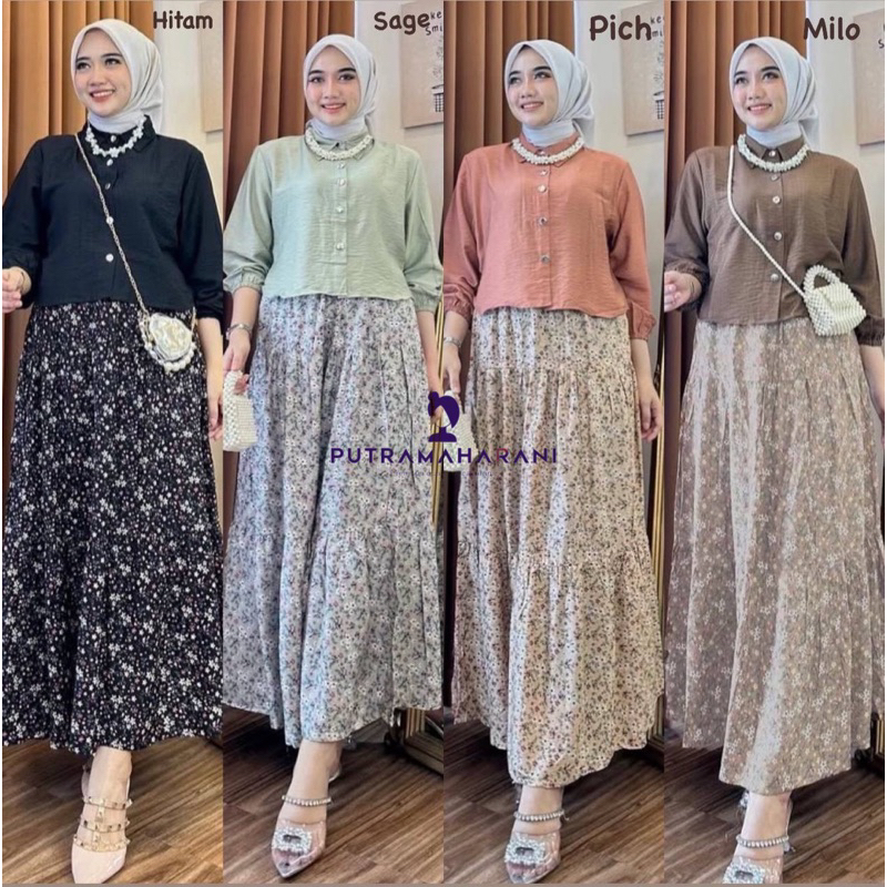 ONE SET ROK SETELAN DANIA TERBARU TERLARIS MOTIF KEKINIAN VIRAL SEMI JUMBO