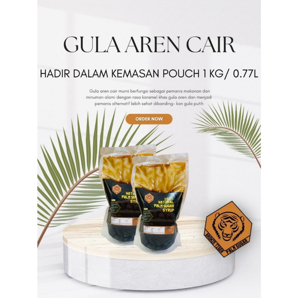 

Bronze Tiger Palm Sugar Syrup 1kg/ Sirup Gula Aren kemasan Pouch plastik isi ulang 1 kg