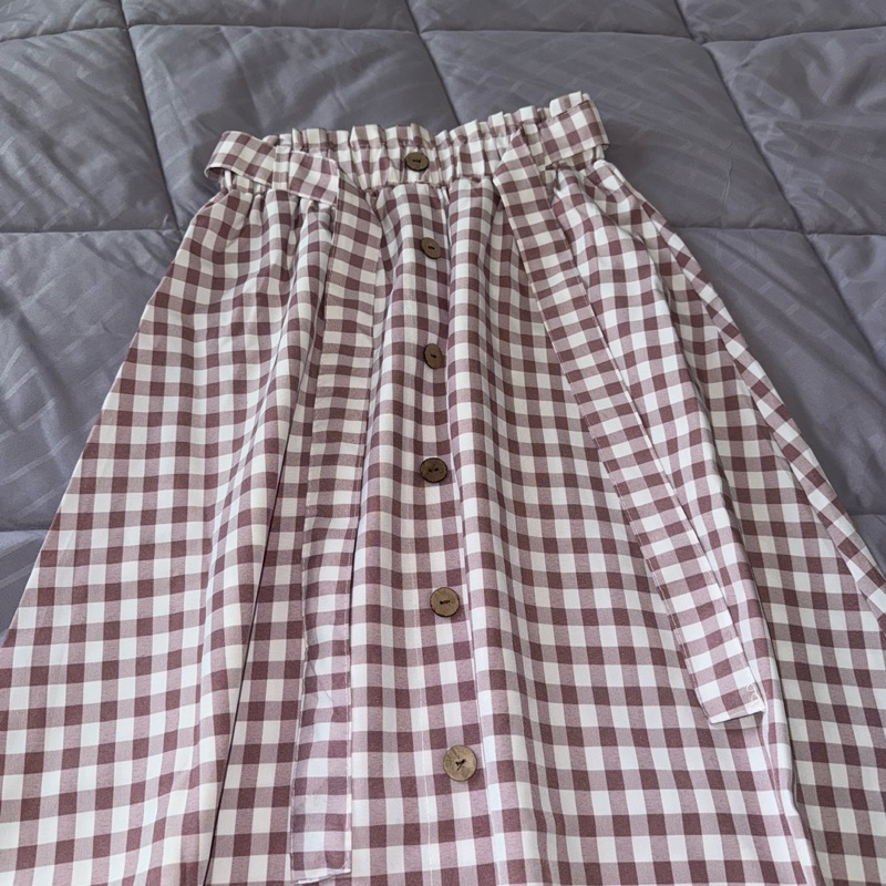 PRELOVED Rok Panjang Gingham Pink