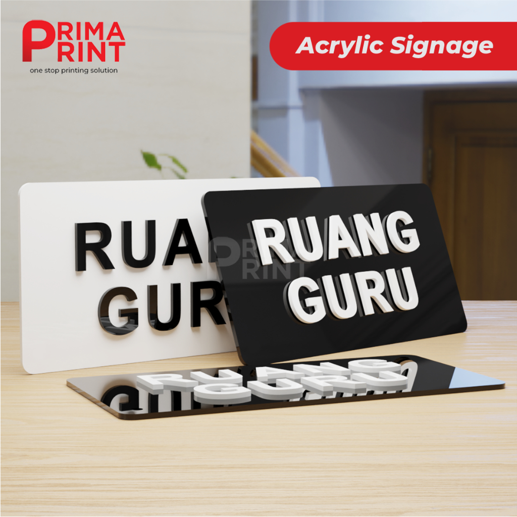 

Sign Signage RUANG GURU Huruf Timbul 3D / Papan Tanda Ruang Guru Akrilik / Acrylic Sign Board
