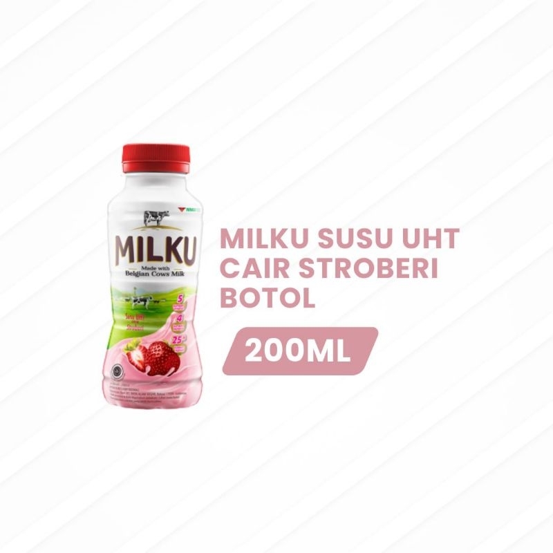

Milku Susu UHT Cair Stroberi Botol 200ML @1box