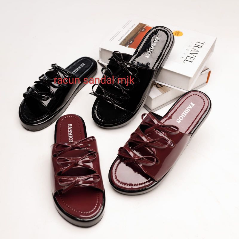 Sandal Wanita Platform Korean Style Terbaru Kekinian 2025 Sandal Wanita Selop Slip On Model Pita Imp