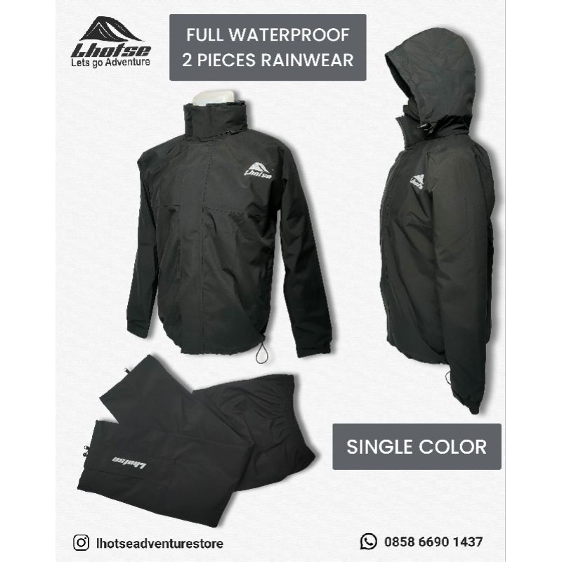 BIG SIZE XL-XXL RAINCOAT LHOTSE SINGLE COLOR (RAINWEAR, JAS HUJAN TWO PIECE, JAS HUJAN SETELAN WATER