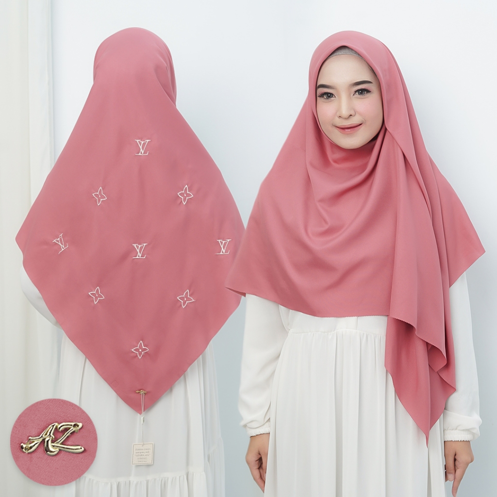 KERUDUNG BORDIR VOAL OSCARA SYARI /HIJAB SEGIEMPAT BORDIR SYARI OSCARA SYARI