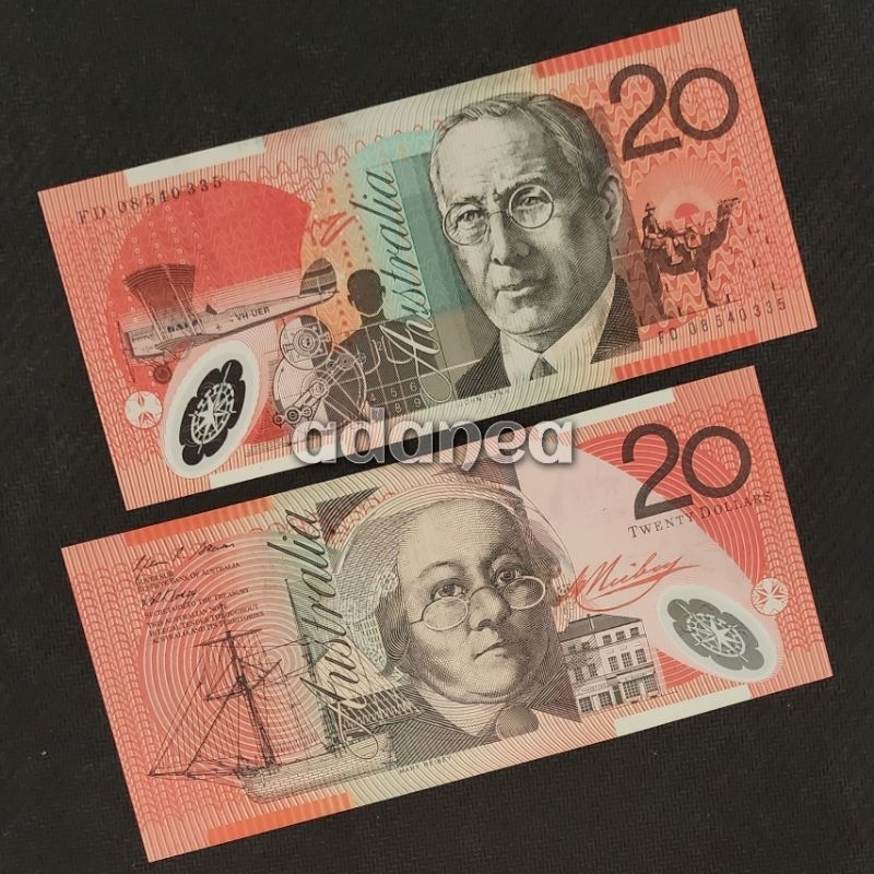 Uang Asing Australia Dolar Pecahan 20 Dolar Old Series Polymer