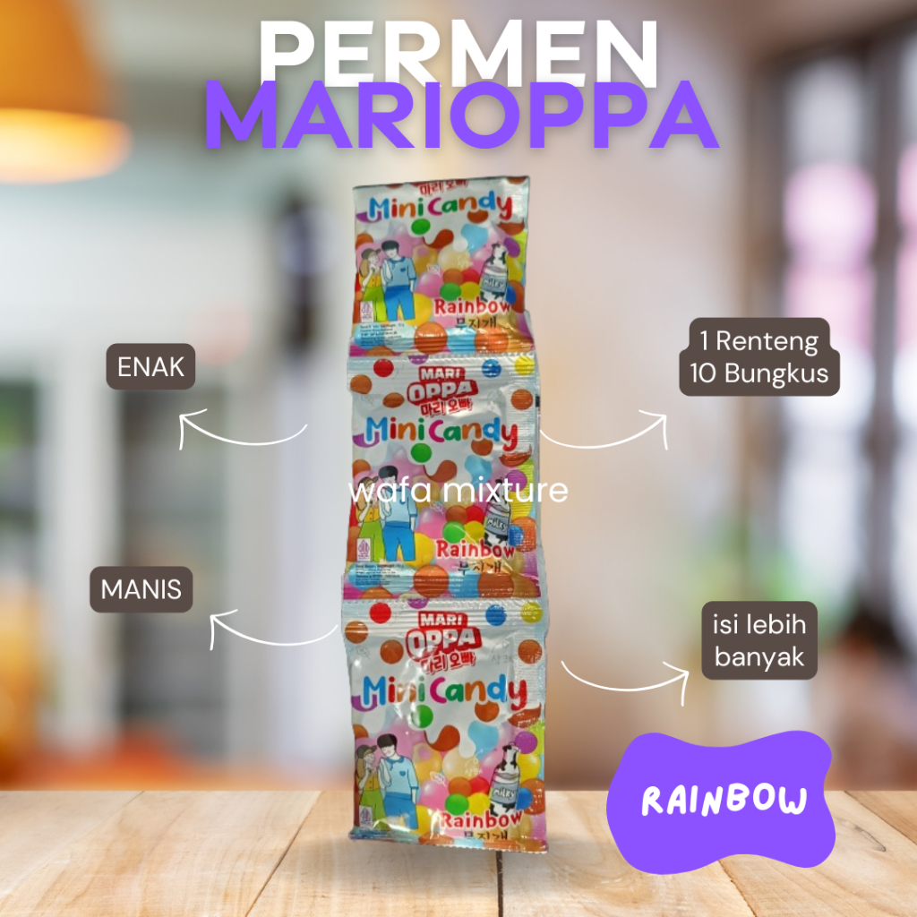 

PERMEN MARIOPPA RASA RAINBOW 1 renteng 10sachet / PERMEN SUSU / MILKY CANDY