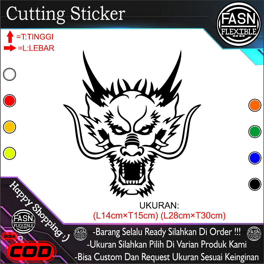 Sticker "KEPALA NAGA" Cutting Sticker For Body Motor / Mobil Dan Lain Lain