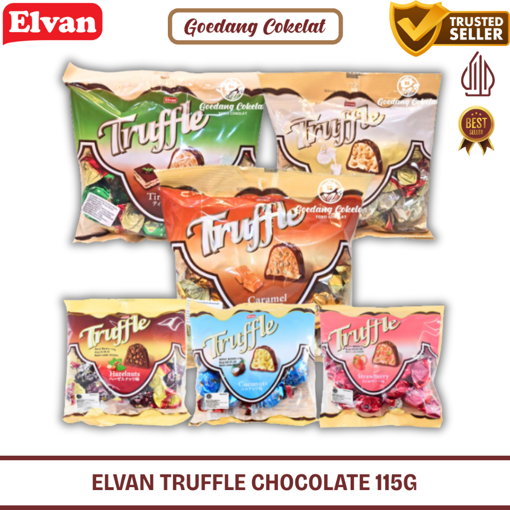

ELVAN TRUFFLE Chocolate Tiramisu Milk Caramel Coconut Strawberry Hazelnut Cokelat Turki Arab 115g