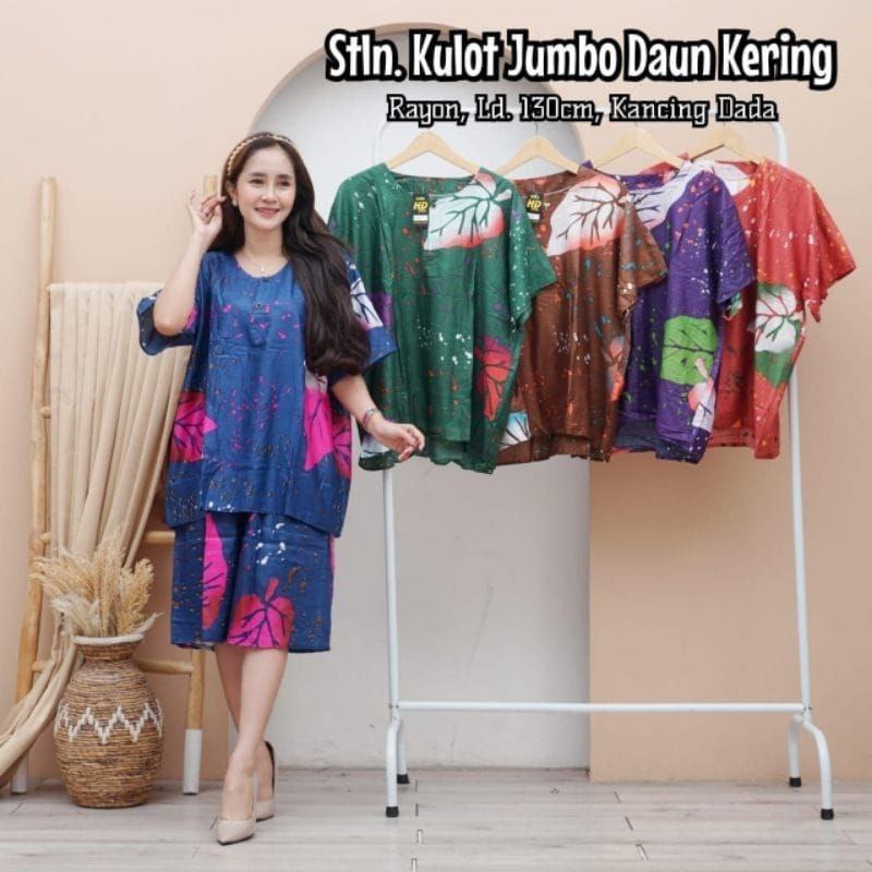 Auvalle - One Set Wanita Jumbo Ld 130 |  Setelan Kulot Jumbo | Baju Wanita Baju Tidur Setelan Wanita