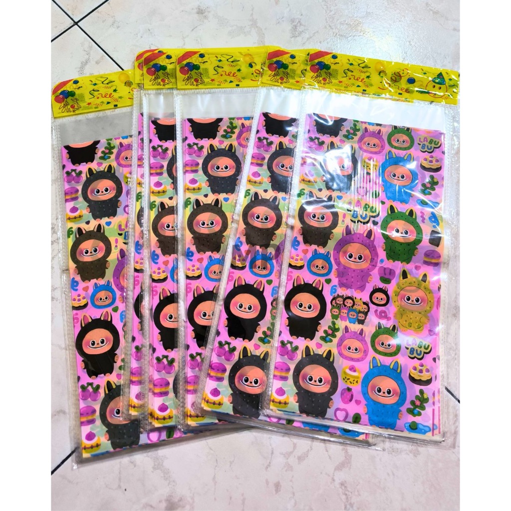 

Tas Plastik/ Tas OPP/ Tas kaca Labubu ultah uk 18x35cm isi 10 pcs