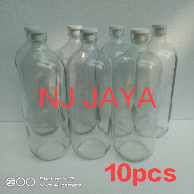 PAKET 10pcs botol bensin kaca 1 liter botol jamu kaca 1 liter botol jamu botol minuman