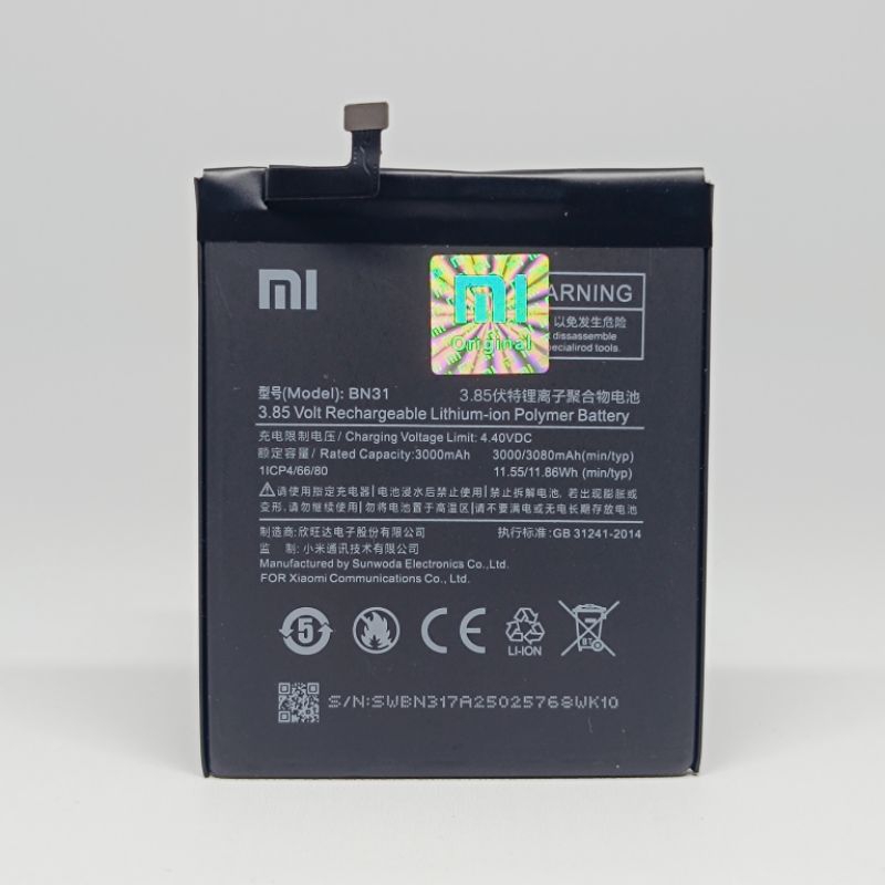 BATERAI BATRE XIAOMI REDMI NOTE 5A BN31 ORIGINAL