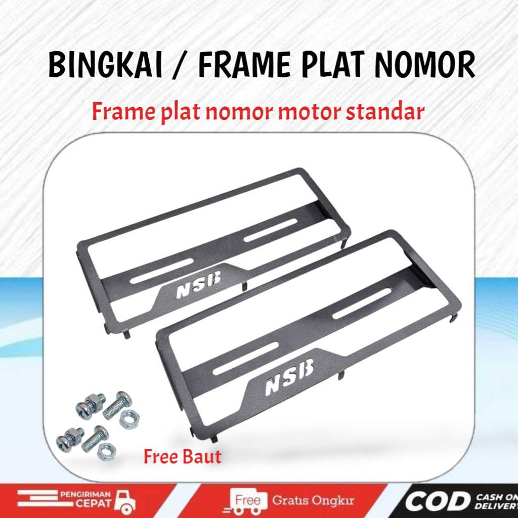 COVER PLAT NOMOR BESI BINGKAI FRAME PLAT NOMOR MOTOR UNIVESAL SEMUA MOTOR