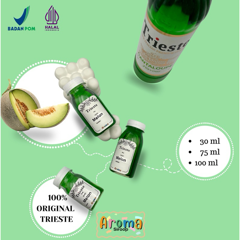 

Trieste Syrup - REPack sirup Trieste Melon Cantaloupe (100ml - 75 ml - 30 ml) Asli 100% ORIGINAL