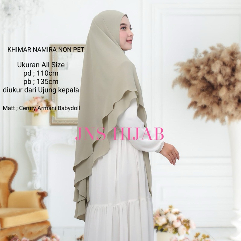 Kerudung Syari Non Ped 2 layer Ceruty Babydoll Premium/Khimar Non Pet Syari Jumbo/Hijab Ceruty Jumbo