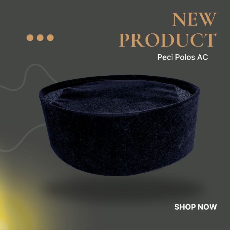 Peci Hitam AC Tinggi 9CM / Songkok Hitam AC /Peci Polos AC