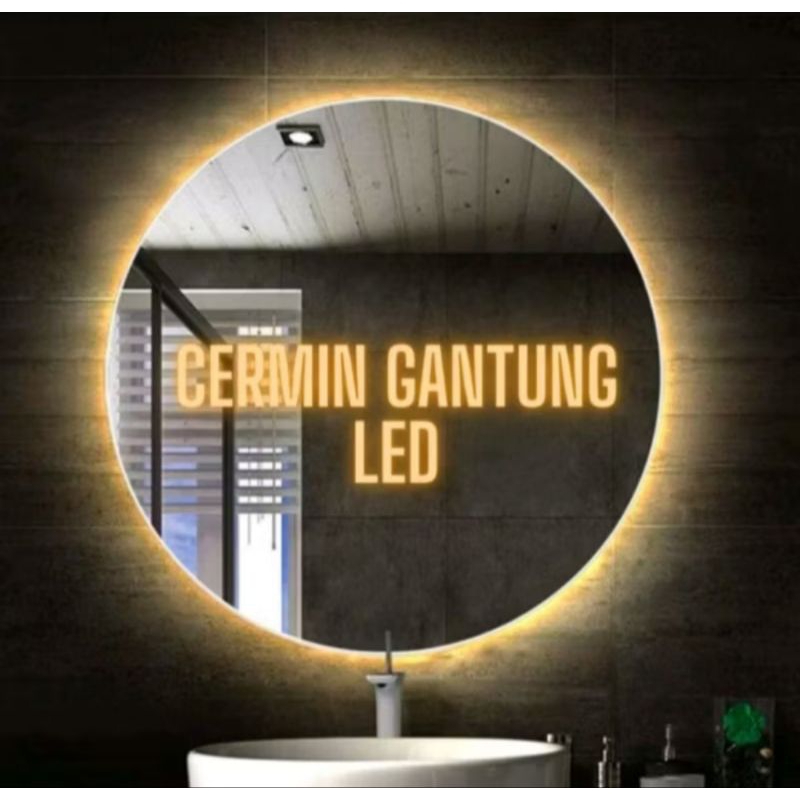 CERMIN BULAT AESTHETIC LAMPU LED