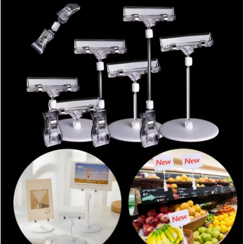 

Jepitan Label Harga Stand Display Klip Price Tag Penjepit Kartu Foto Product Plastik Bening Transparan Supermarket Toko