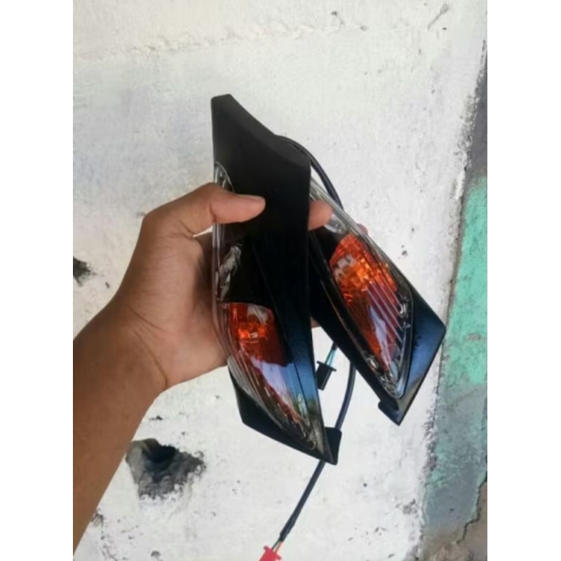 Lampu Sen Reteng Depan Vario 110 Karbu Lama Custom Hitam Oranye Komplit Sepasang