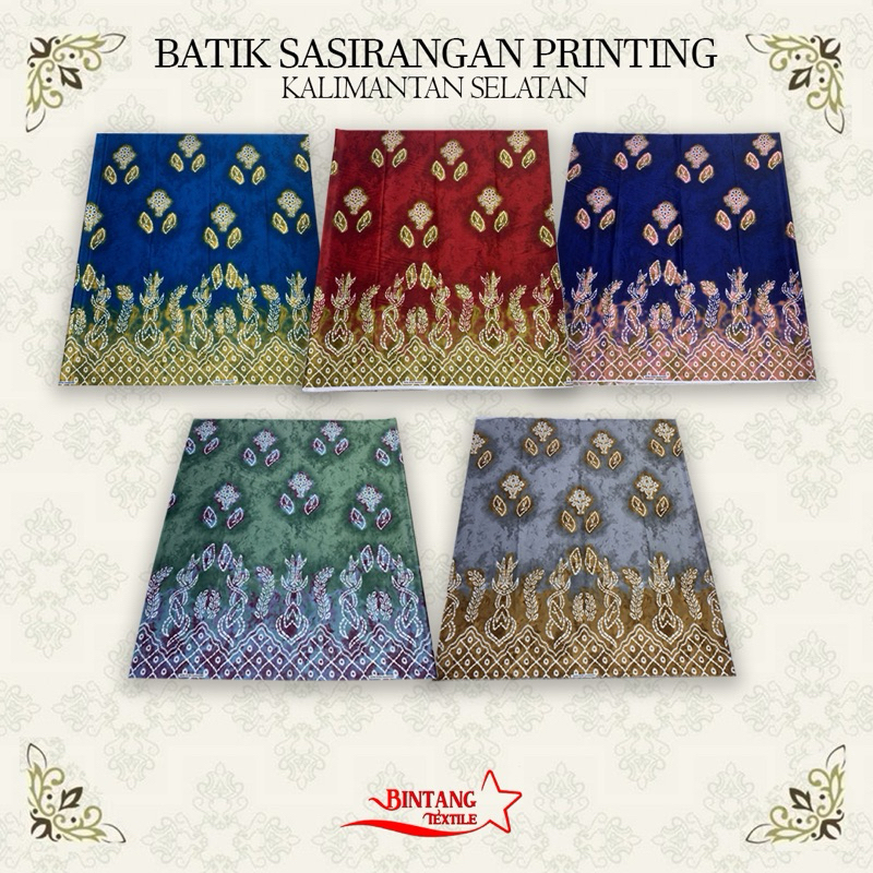 Kain Batik Etnik Khas Kalsel Sasirangan Banjar Pria Wanita Printing bahan Semi Sutera - Harga per se