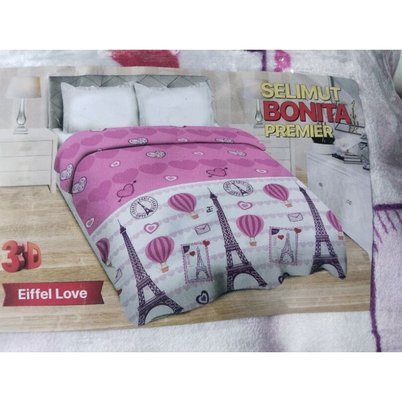 Selimut bonita premier  Eiffel love 160x200 selimut Bonita motif eiffel selimut bonita paris selimut