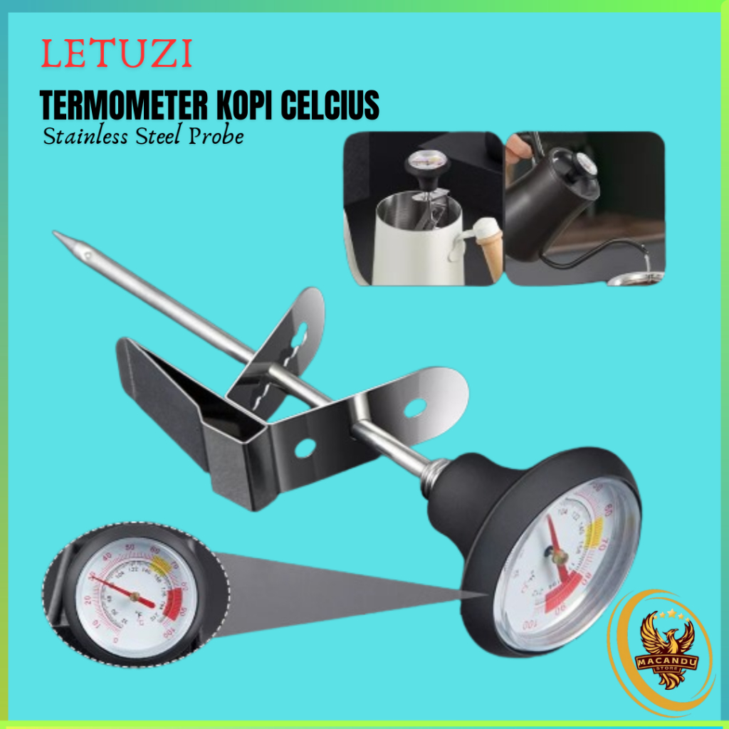 MACANDU STORE - LETUZI Termometer Kopi Celcius Fahrenheit Stainless Steel Probe - LT135
