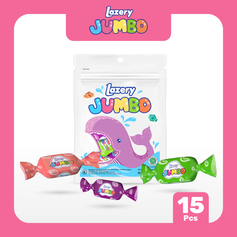 

Permen Lazery Jumbo 60 g - Lazery Jumbo Strawberry Melon Grape Candy