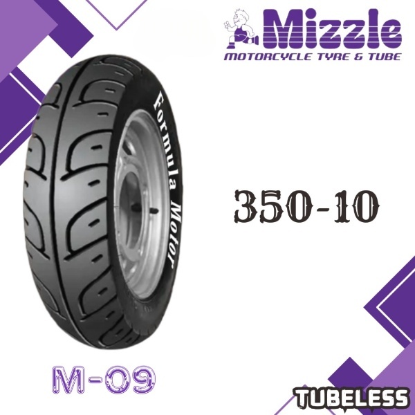 BAN LUAR RING 10 MIZZLE M09 TUBELESS 350 -10 VESPA CLASSIC PX EXCEL SPRINT