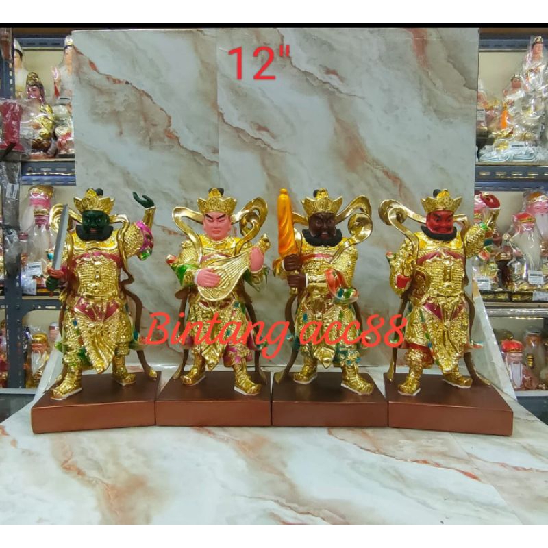 patung dewa se ta tien wang / si tai tien wang / 4 penjaga pintu langit - fiber - 12inch