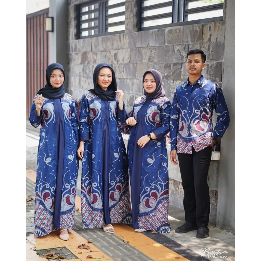 Seragam batik kantor atasan kemeja pria gamis wanita sarimbit keluarga couple modern