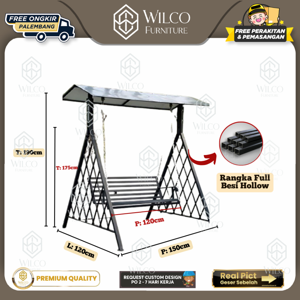 Ayunan Besi Estetik | Ayunan Besi Dewasa Dan Anak- Anak | Ayunan Swing Besi Teras Murah Palembang
