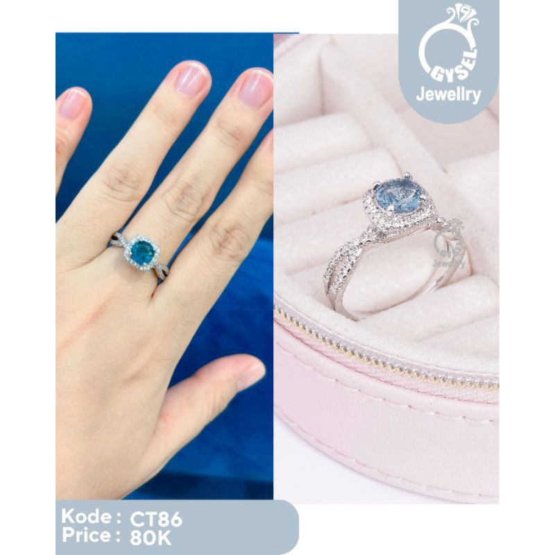CT86 - Cincin Mata Biru Silver