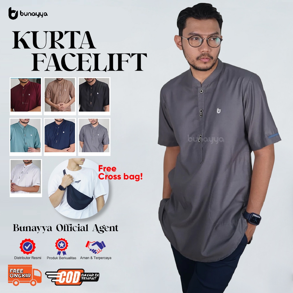 Bunayya - Kurta Facelift Sunnah Clothing Koko Kurta Lengan Pendek Premium Katun Toyobo